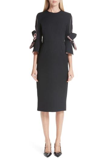 Women's Roksanda Bow Sleeve Crepe Sheath Dress Us / 6 Uk - Black