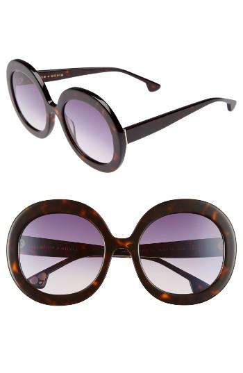 Women's Alice + Olivia Melrose 56mm Round Sunglasses - Blue