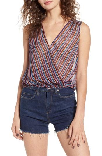 Women's Band Of Gypsies Stripe Surplice Tank - Red