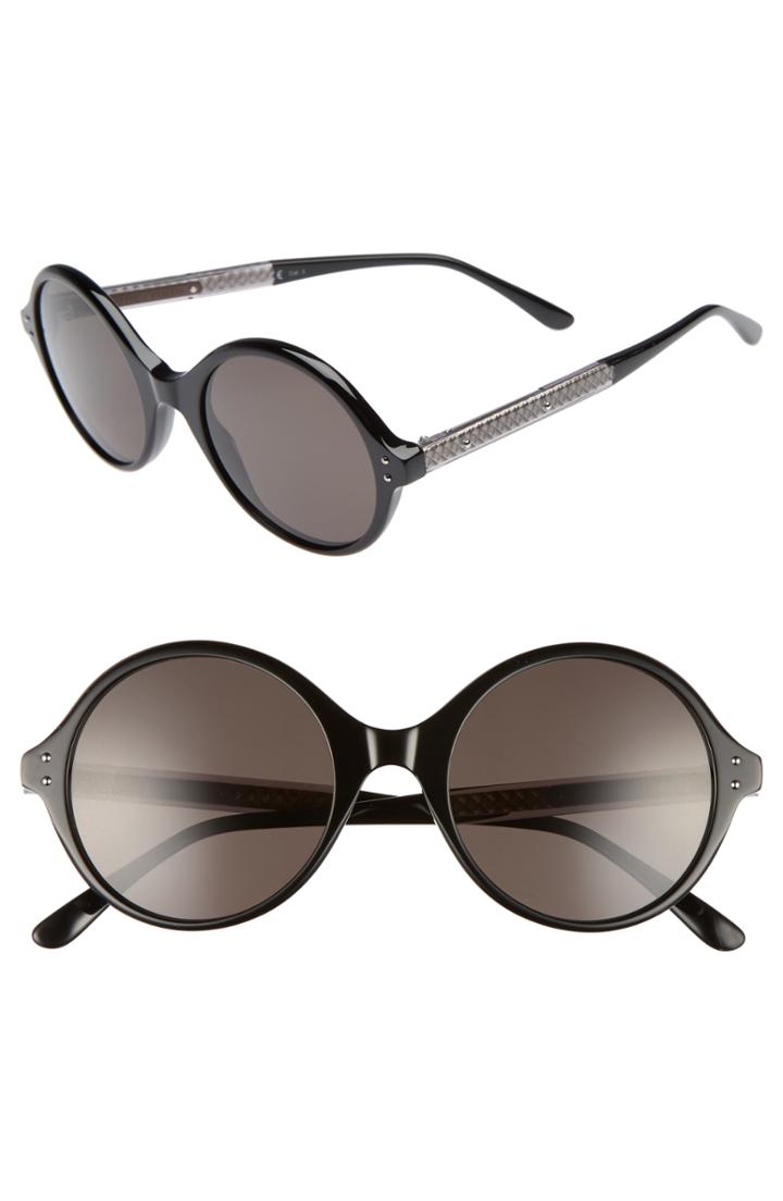 Women's Bottega Veneta 52mm Round Sunglasses - Black