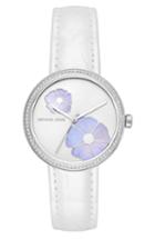 Women's Michael Kors Courtney Crystal Leather Strap Watch, 36mm