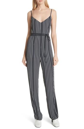 Women's Rag & Bone Rosa Silk Panel Belted Jumpsuit - Blue