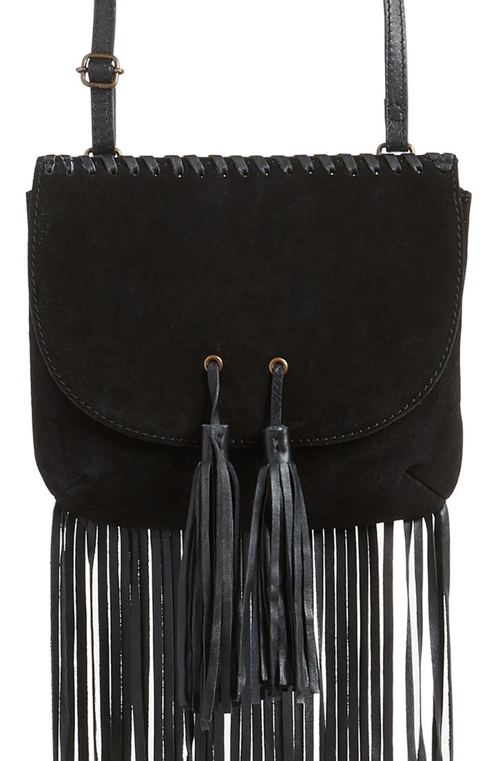Ten79la Fringe Tassel Suede Crossbody Bag -