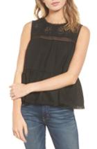 Women's Current/elliott Peplum Lace Tank - Black