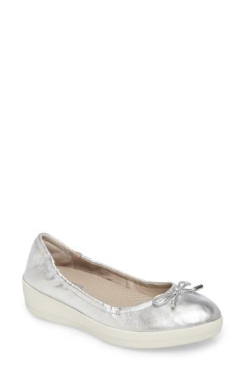 Women's Fitflop Superbendy Ballerina Flat .5 M - Metallic