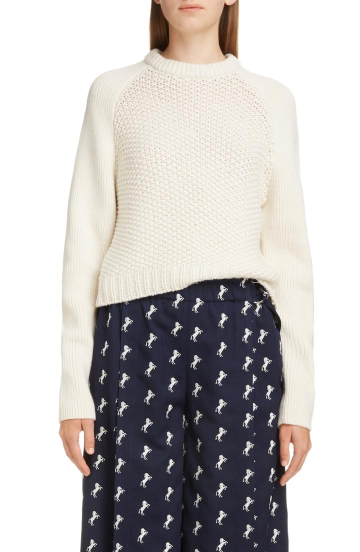 Women's Chloe Mixed Knit Wool & Cashmere Blend Sweater - White