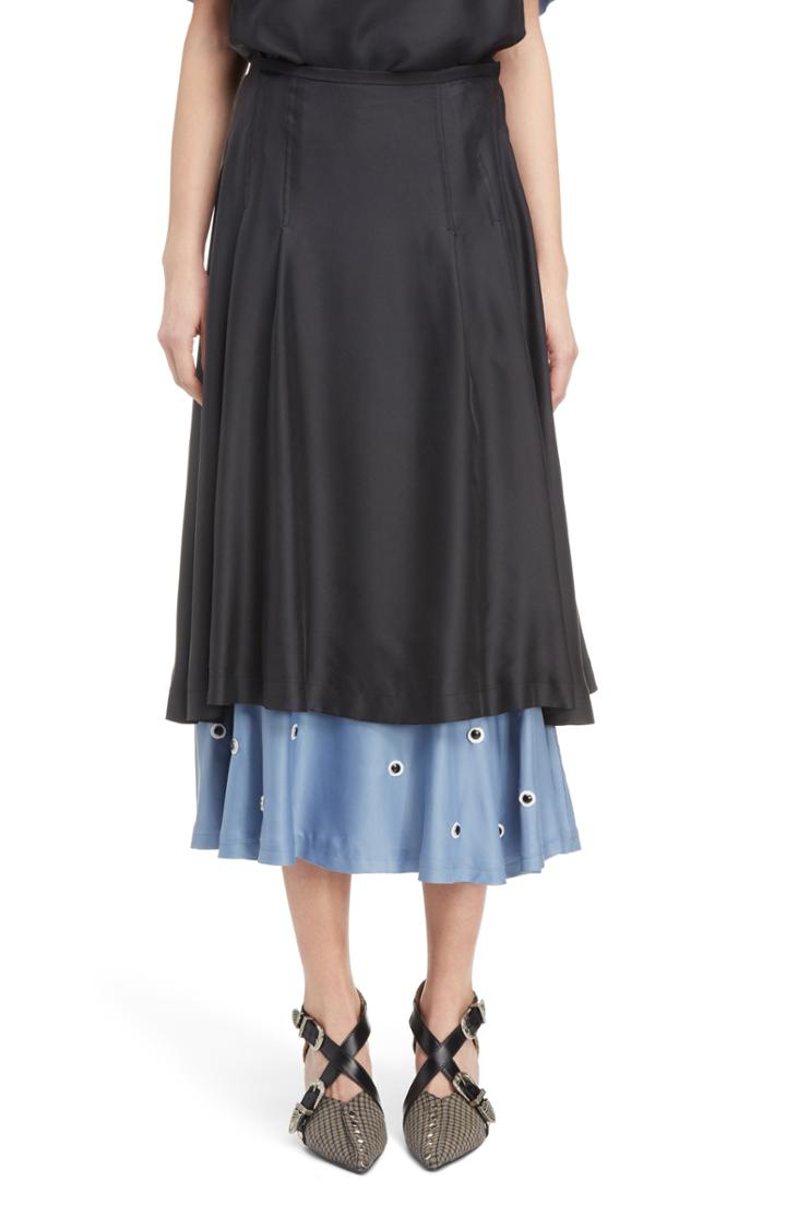 Women's Toga Polka Dot Hem Skirt Us / 36 Fr - Black