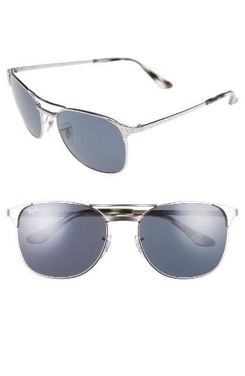 Men's Ray-ban Signet 58mm Square Sunglasses - Shiny Silver/grey/blue