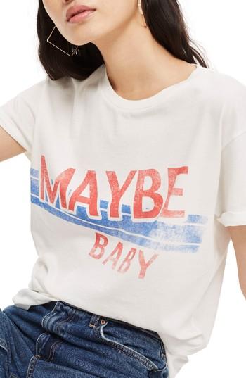 Women's Topshop Maybe Baby Cotton Tee Us (fits Like 0) - White