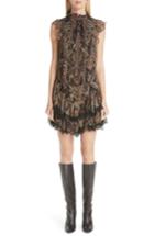 Women's Etro Paisley Print Silk Ruffle Dress Us / 40 It - Brown