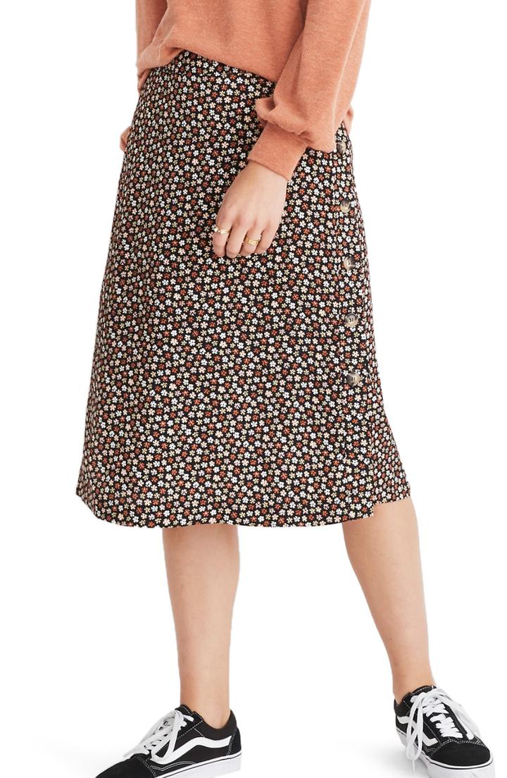 Women's Madewell Side Button Skirt - Black