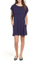 Women's Socialite Ruffle Sleeve T-shirt Dress - Blue