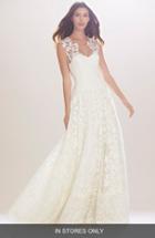 Women's Carolina Herrera 'madeline' Embroidered Illusion A-line Gown