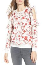 Women's Rebecca Minkoff Gracie Cold Shoulder Floral Sweatshirt, Size - Ivory