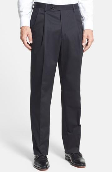 Men's Berle Pleated Cotton Trousers