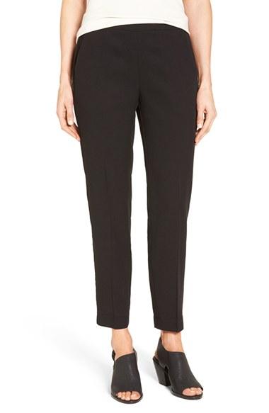 Women's Eileen Fisher Woven Slim Leg Ankle Pants - Black