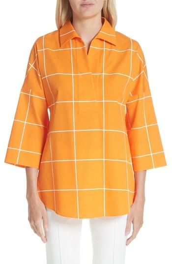 Women's Akris Punto Windowpane Kimono Blouse - Orange