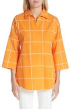 Women's Akris Punto Windowpane Kimono Blouse - Orange
