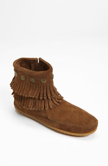 Women's Minnetonka Double Fringe Boot M - Brown