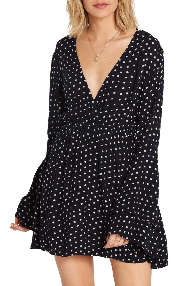 Women's Billabong Night Fever Bell Sleeve Dress - Black