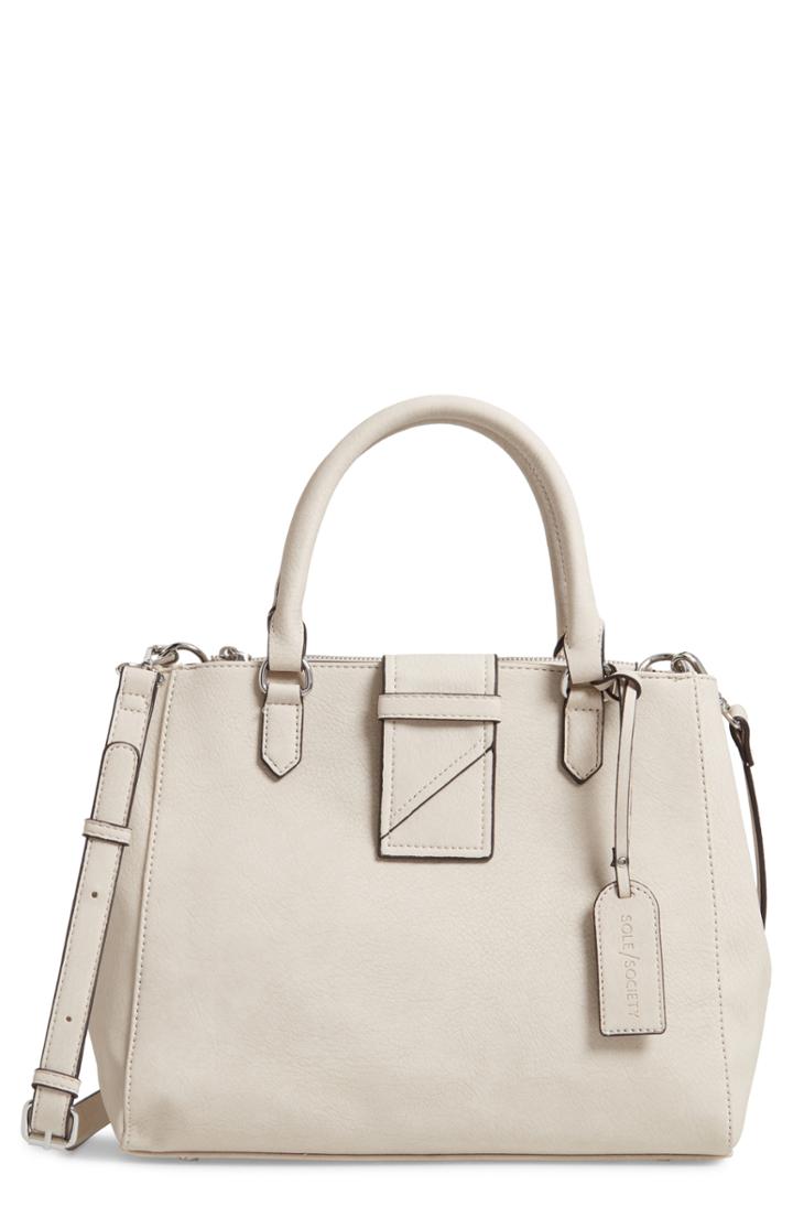 Sole Society Valah Faux Leather Satchel - Ivory