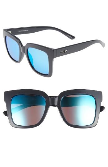 Women's Quay Australia Supine 51mm Square Sunglasses - Grey/ Blue Mirror