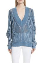 Women's Rag & Bone Lucie Pointelle Knit Cotton Blend Sweater - Blue