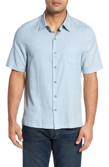 Men's Nat Nast Everest Print Silk Blend Sport Shirt - Blue