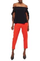 Women's Topshop Bardot Tie Sleeve Top Us (fits Like 0-2) - Black