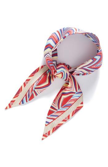 Women's Missoni Print Silk Skinny Scarf, Size - Blue