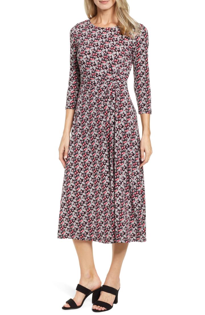 Women's Chaus Knot Front Ditsy Dress - Coral