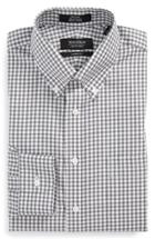 Men's Nordstrom Men's Shop Classic Fit Non-iron Gingham Dress Shirt 34 - Grey (online Only)