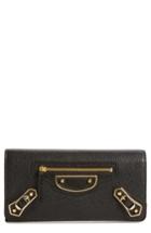 Women's Balenciaga Metallic Edge Leather Wallet - Black
