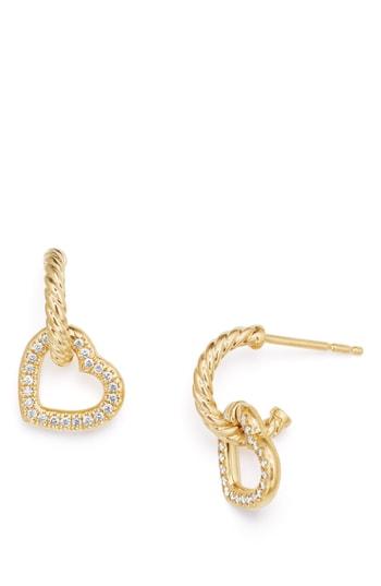 Women's David Yurman Heart Drop Earrings With Diamonds In 18k Gold