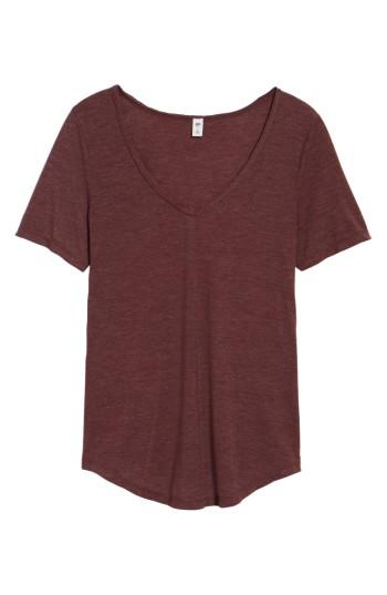 Women's Bp. Raw Edge V-neck Tee - Burgundy