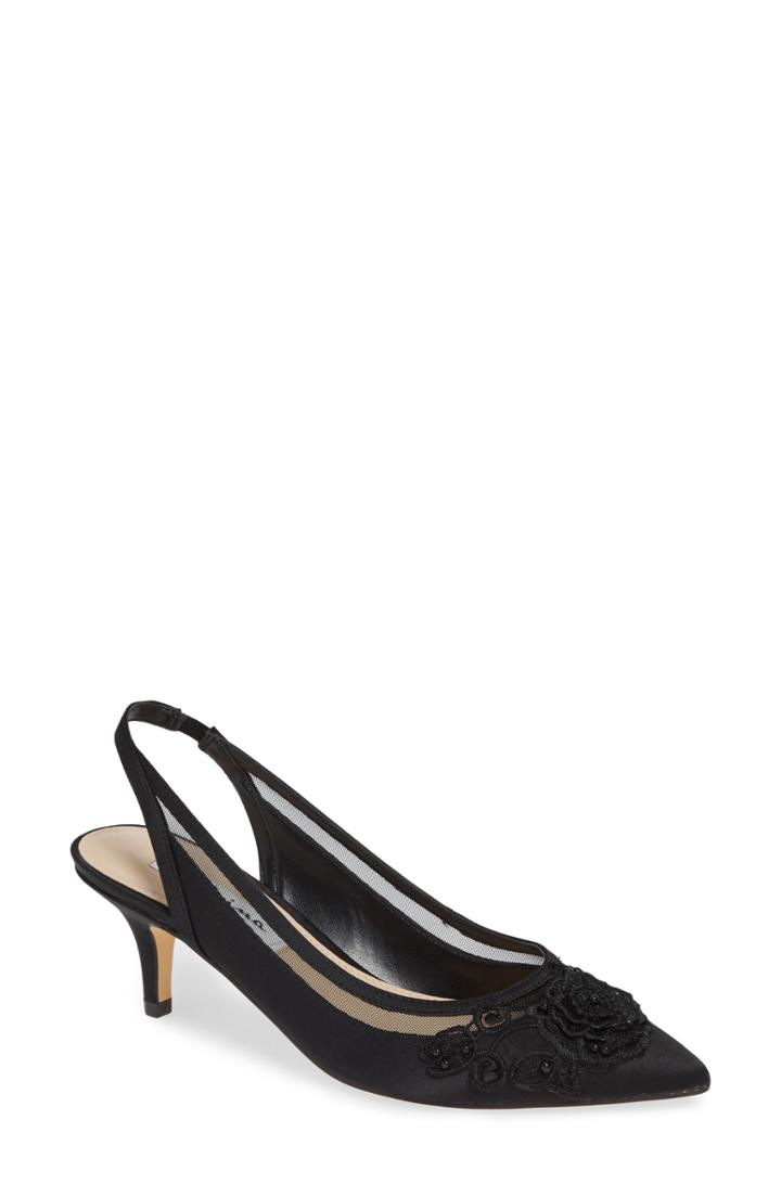 Women's Nina Taela Floral Embellished Slingback Pump .5 M - Black