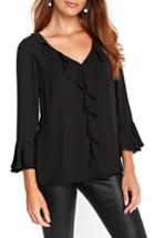 Women's Wallis Bell Sleeve Ruffle Blouse Us / 10 Uk - Black