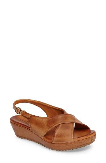 Women's Sesto Meucci Bean Slingback Wedge Sandal M - Brown