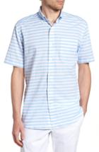 Men's Southern Tide Toe Side Stripe Short Sleeve Sport Shirt, Size - Green