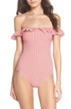 Women's Solid & Striped The Amelia Off The Shoulder One-piece Swimsuit - Red
