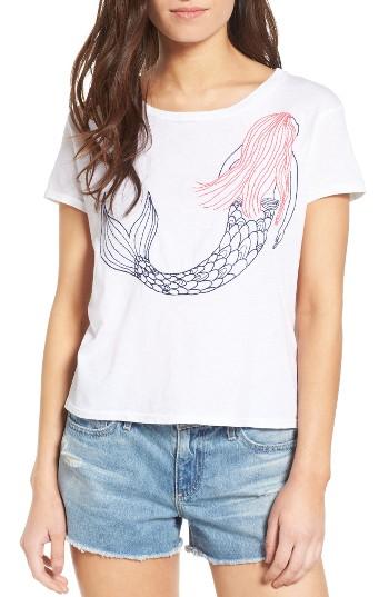 Women's Sundry Mermaid Embroidered Crop Tee