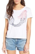 Women's Sundry Mermaid Embroidered Crop Tee