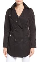 Women's Guess Hooded Double Breasted Anorak - Black