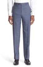 Men's Canali Flat Front Solid Wool Trousers R - Blue