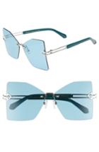 Women's Karen Walker Wanderlust 61mm Butterfly Sunglasses - Shiny Silver/ Emerald