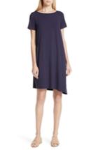 Women's Eileen Fisher Asymmetrcial Stretch Jersey Shift Dress, Size - Blue