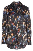 Women's Adam Lippes Floral Print Hammered Silk Blouse - Black