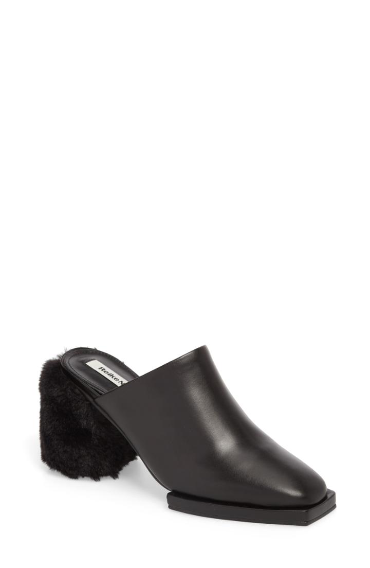 Women's Reike Nen Faux Fur Block Heel Mule Us / 36eu - Black