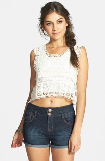 Artee Couture Crochet Crop Tank (juniors) Ivory