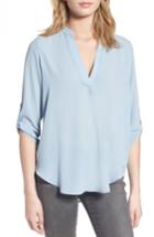 Women's Lush Roll Tab Sleeve Woven Shirt - Blue